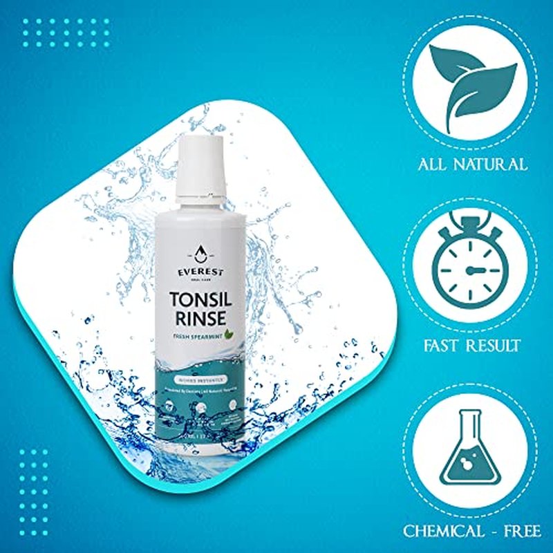 Everest Mouth Wash & Tonsil Stone Remover ? Natural Mouthwash or Oral Rinse Liquid to Help Soothe Tonsils, Bad Breath, & Relieve Dry Mouth - Alcohol Free Treatment (17 fl oz (3 Pack), Spearmint)