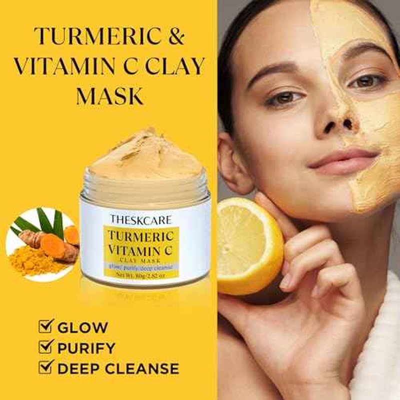3 PCS Clay Mask Set, Turmeric Vitamin C Clay Mask, Dead Sea Mud Mask, Green Tea Clay Mask, Facial Mask for Oil Control, Deep Cleaning, and Radiant Skin, 240g, 2.82 OZ each