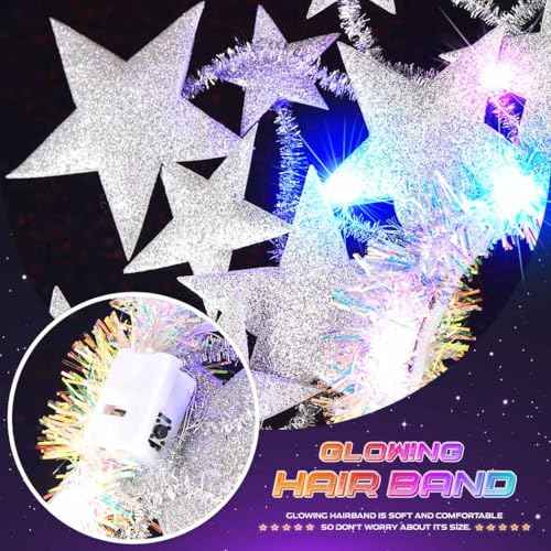 CAKURE Light Up Star Headband Led Stars Headpieces Glowing Party Costume Headwear Brithday Hair Accessories for Women