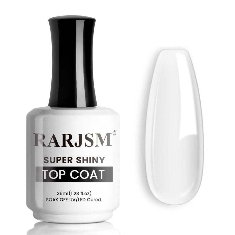 No Hema Top Coat Gel Nail Polish - 35ml Clear Glossy Finish | Long-Lasting Soak Off for Home Salon Manicure