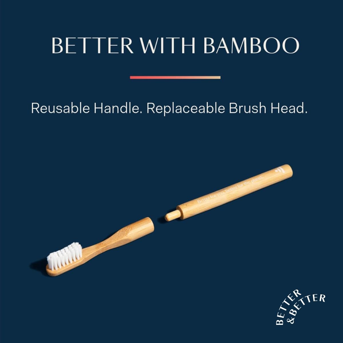 Natural Bamboo Toothbrush - Eco-Friendly, Soft Bristles | 100% Plant-Based, Reusable Handle | Adult Size (Blue, White & Orange)