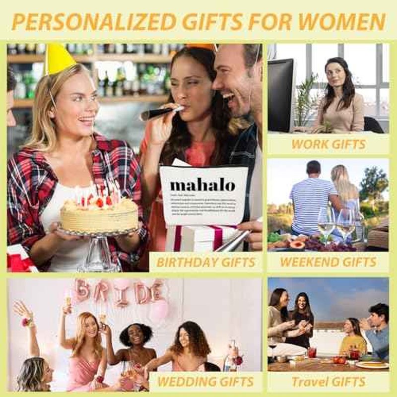 Christmas Thank You Gifts Mahalo Definition Inspirational Makeup Bag Hawaii Cosmetic Bag Hawaiian Gifts Hawaiian souvenirs for Women Female Grandma Mom Sister Friend Wife Travel Toiletry Bag Birthday