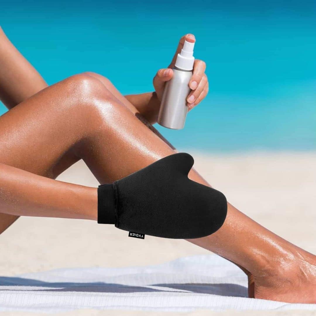 Yvoier Self Tanning Mitt Applicator - Elastic Wrist Tan Mitt Applicator Microfibre Tanning Lotion Applicator Self Tanning Glove Sunless Tanning Mitt Streak Free Tan for Tanner Spray Mousse Lotions