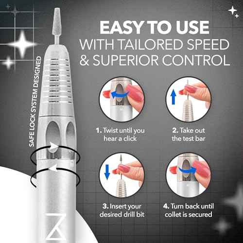 M Max - Nail Drill Professional - 2-in-1 Brushless Motor Nails Drill Machine - Electric, Cordless, Aluminium Alloy Casing, 35000 RPM, HD Display - Perfect for Salon & Home Use (White)