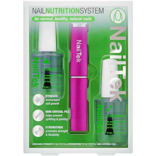 Nail Tek Nutrition Kit ? Nail Strengthener and Growth Polish Treatment with Mini Crystal File, Nail-Repair for Damaged Nails, 2 x 0.5 fl oz