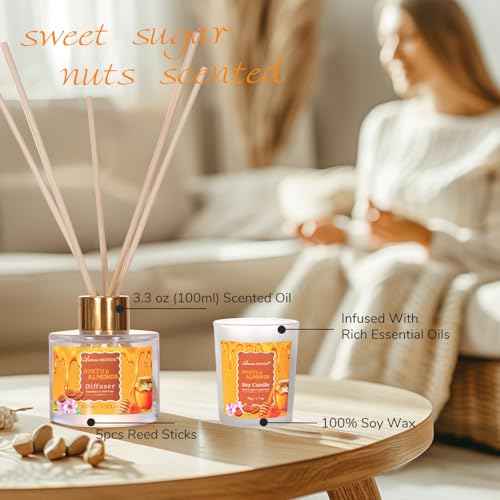 Gift Baskets for Women, Bath and Body Gift Set for her with 13pcs Honey Almond Scented Spa Gifts for Women, Bath Sets Includes Scented Candle, Shower Steamer, Bubble Bath, Bath Salt. Mothers Day Gifts