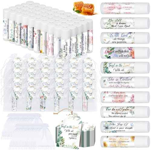 50 Set Christian Religious Gift Bulk Lip Balm for Women Christian Church Party Favor Bulk Bible Verse Lip Balm with Scripture Christmas Inspirational Gift for Coworker Staff Employee
