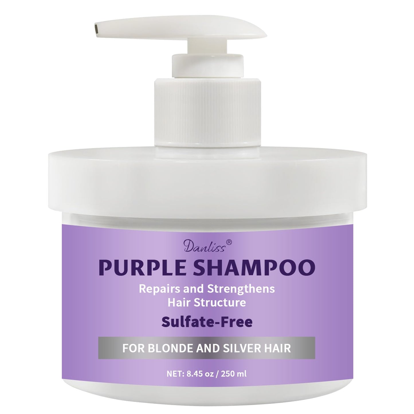 Danliss Purple Shampoo, Sulfate-Free Brass for Blonde, Silver, or Brown Hair Removes Yellow Tones & Conditions. Neutralizes Brassy Tones in Bleached or Highlighted Hair with Salicylic Acid 8.45 oz