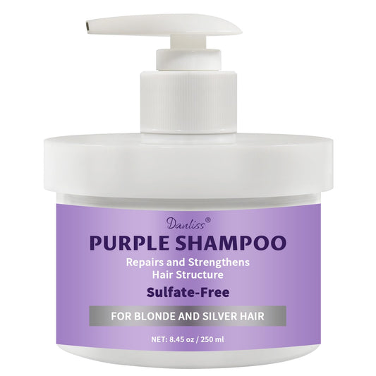Danliss Purple Shampoo, Sulfate-Free Brass for Blonde, Silver, or Brown Hair Removes Yellow Tones & Conditions. Neutralizes Brassy Tones in Bleached or Highlighted Hair with Salicylic Acid 8.45 oz