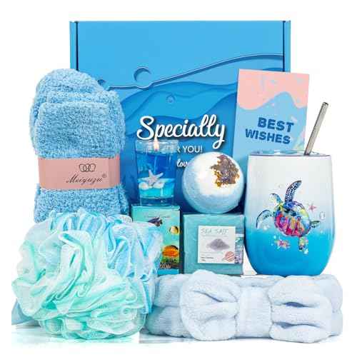 Ocean Themed Gifts for Women, Self Care Package Beach Spa Gifts for Women, Inspirational Thank You Relaxing Spa Bath Get Well Soon Basket for Her Sister Friends Mom Thinking of You Birthday Christmas