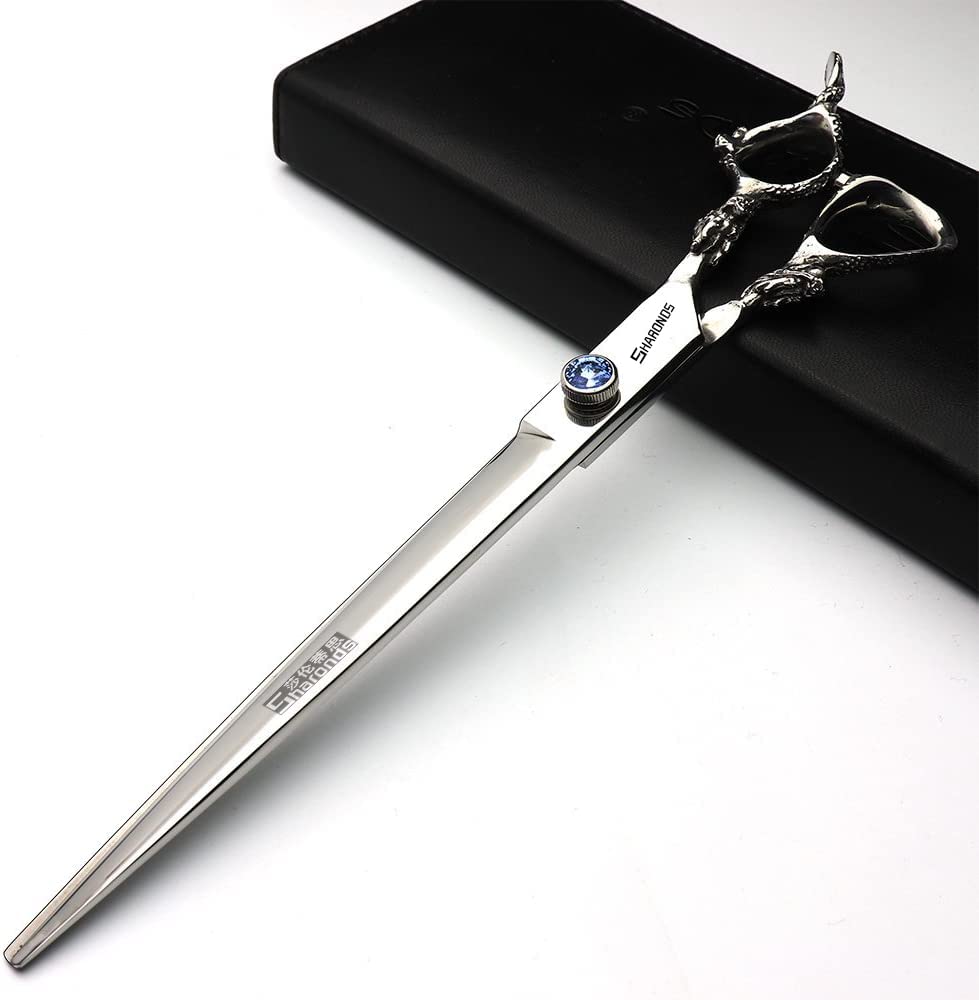 Professional Hairdressing Scissors 7/7.5/8 Inch Hairdressing Scissors Gold and Black Gold Dragon Scissors (9 Inch Flat Scissors)