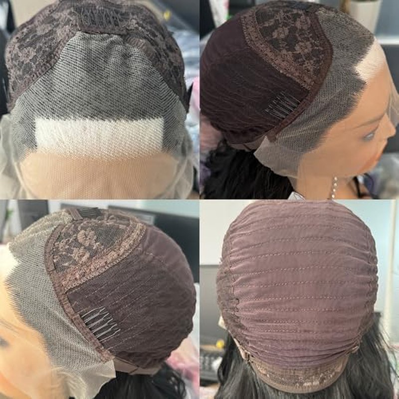 RONGDUOYI RDY Black Mix White Highlight Wig for Women Pure Black with a White Front Streak Lace Front Wigs 26inches Long Body Wave Synthetic Wig with Natural Hairline