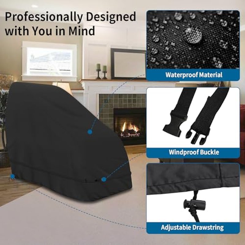 Roasivi Massage Chair Cover Waterproof Massage Chair Full Body Protector Zero Gravity Armchair Cover 420D Oxford Fabric with Drawstring and Buckle 63"L x 39.5"W x 55.5"H Black