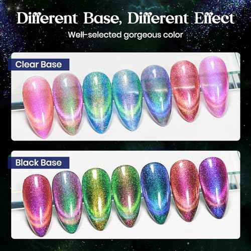 MIZHSE 9D Cat Eye Gel Nail Polish 8x10ML, Dual Color Galaxy Magnetic Nail Polish Gel, Magic Cateye Chameleon DIY Nail Art Manicure Set for Home with Magnet Stick