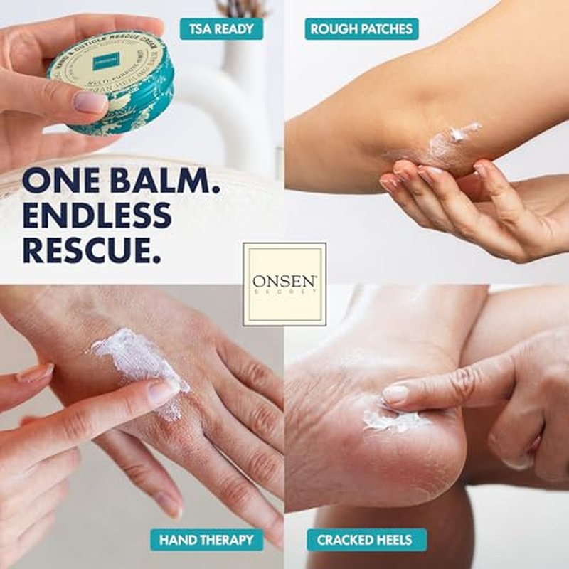 Onsen Secret Advance Rescue Nail Kit - Strengthening Nail Oil & Serum with Hand & Cuticle Rescue Cream - Tsubaki, Shea Butter, Jojoba - Hydrates, Repairs, and Restores