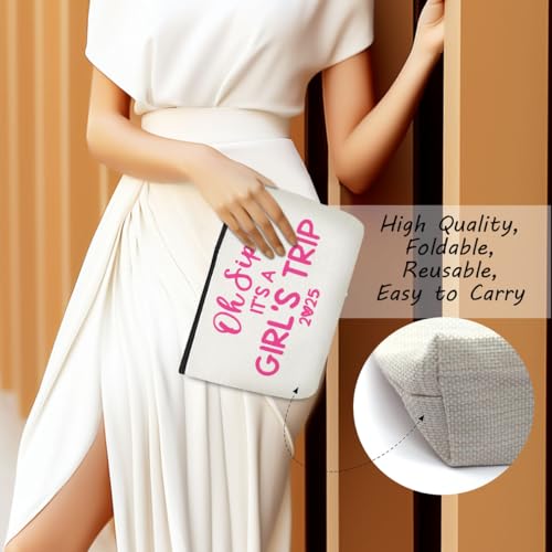 4 Pcs Girl Trip 2025 Makeup Bag Funny Girls Trip Gifts Favors Girls Weekend Gifts Weekender Bag Summer Vacation Birthday Christmas Cosmetic Bag Bachelorette Party Friendship Gifts for Women BFF Friend