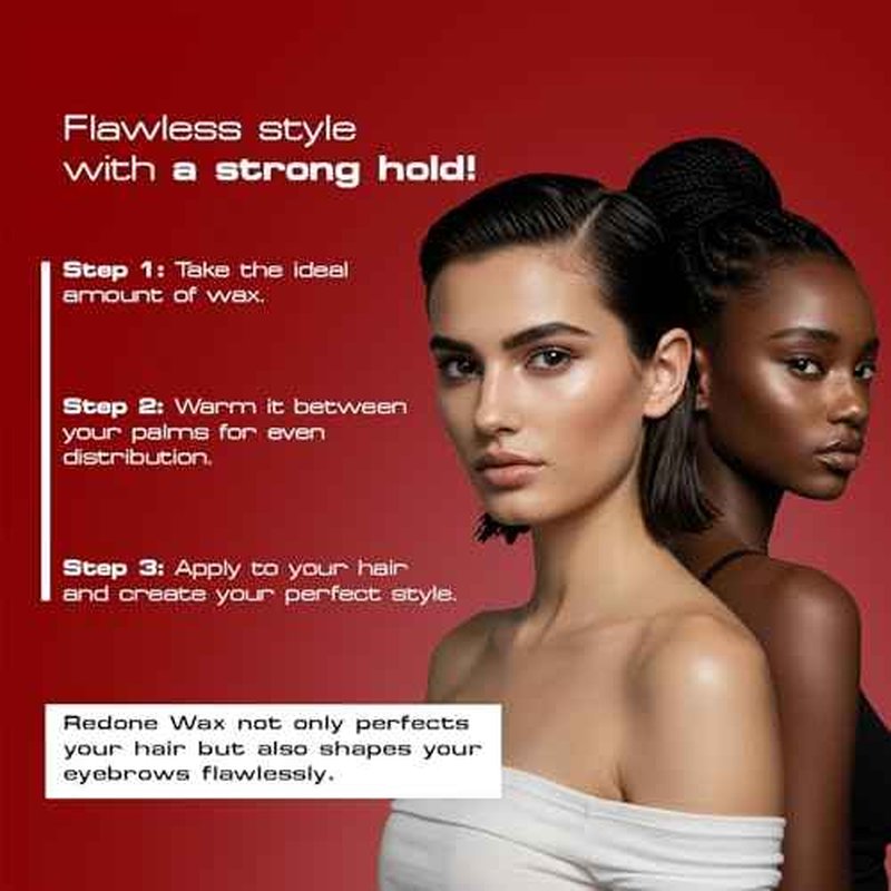 Redone Hair Wax Red 150ml | Ultra Hold & Maximum Control | High Shine Styling Wax for Men & Women | Edge Control & Non-Sticky Finish | Strawberry Scent | Professional Barber Hair