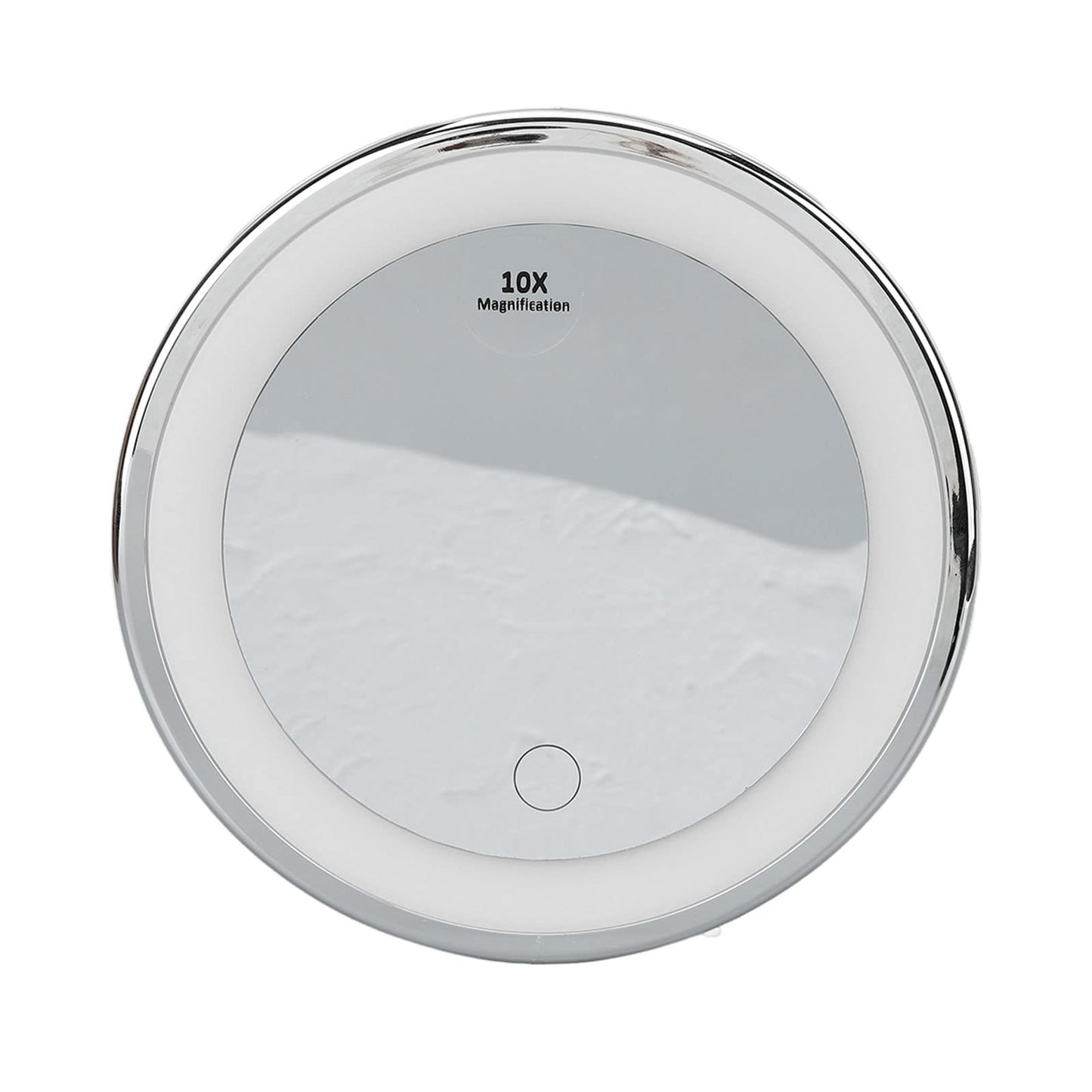 Zetiling 10x Magnification LED Makeup Mirror, Wall Mount, Round, 17.3"L x 6.9"W, Black Frame, Modern Style, Adjustable Brightness, Three Light Colors, Suction Cup Design