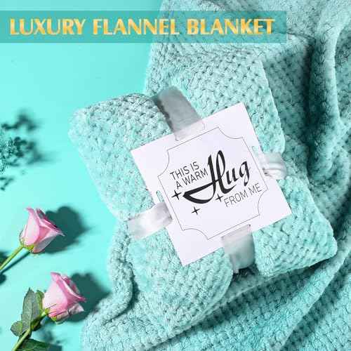 Birthday Gifts for Women, Thinking of You Gift Care Package with Luxury Flannel Blanket for Women Mom Her Wife Friends Sister, Blue Self Care Spa Relaxing Baskets for Christmas Valentines Mothers Day