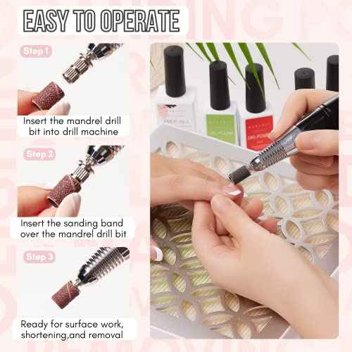 Makartt Nail Drill Bits Sanding Bands - for Nail Drill #80#150#240 Grits 300Pcs File Sanding Bands Zebra Brown Professional Bits Set for Acrylic Nails Gel Manicures Pedicures Tools£¨Brown,Zebra,Black£©