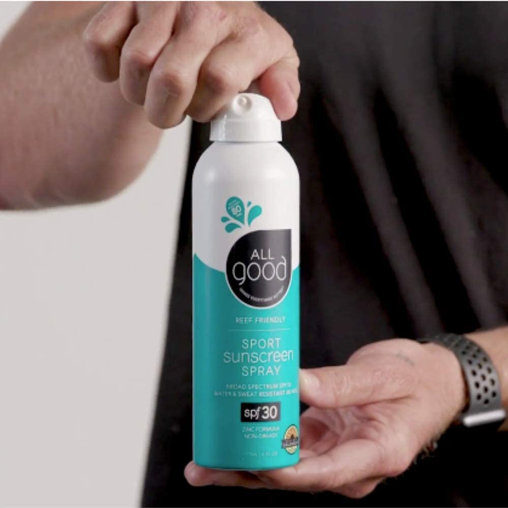 All Good Sport Sunscreen Spray - UVA/UVB Broad Spectrum SPF 30 - Water Resistant, Coral Reef Friendly - Zinc, Calendula, Aloe