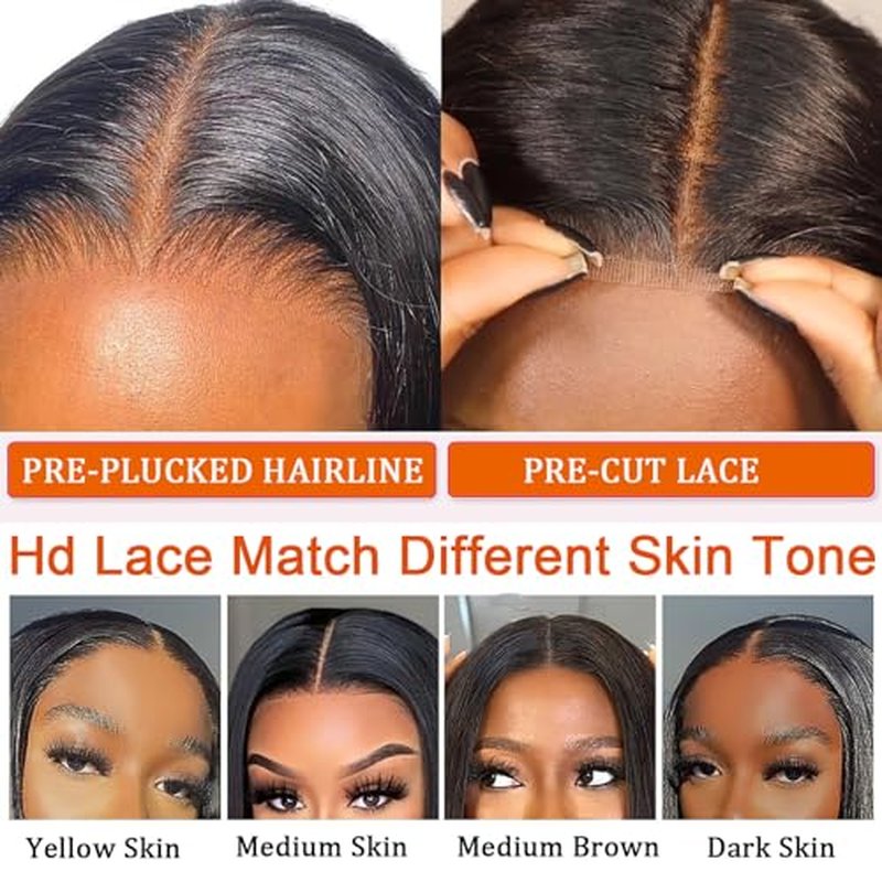 Wear and Go Glueless Wig Human Hair Pre Plucked Pre Cut 4/27 Highlight Ombre Bob Wig Human Hair Honey Blonde Deep Wave HD Lace Front Wig 4x4 Curly Closure Human Hair Wigs for Women 10 INCH