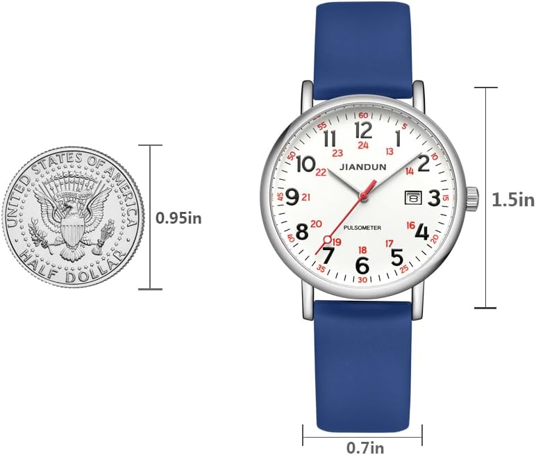 JIANDUN Waterproof Nurse Watch for Medical,Professionals,Students,Women Men, 24 Hour with Second Hand, Military Time Easy to Read Dial