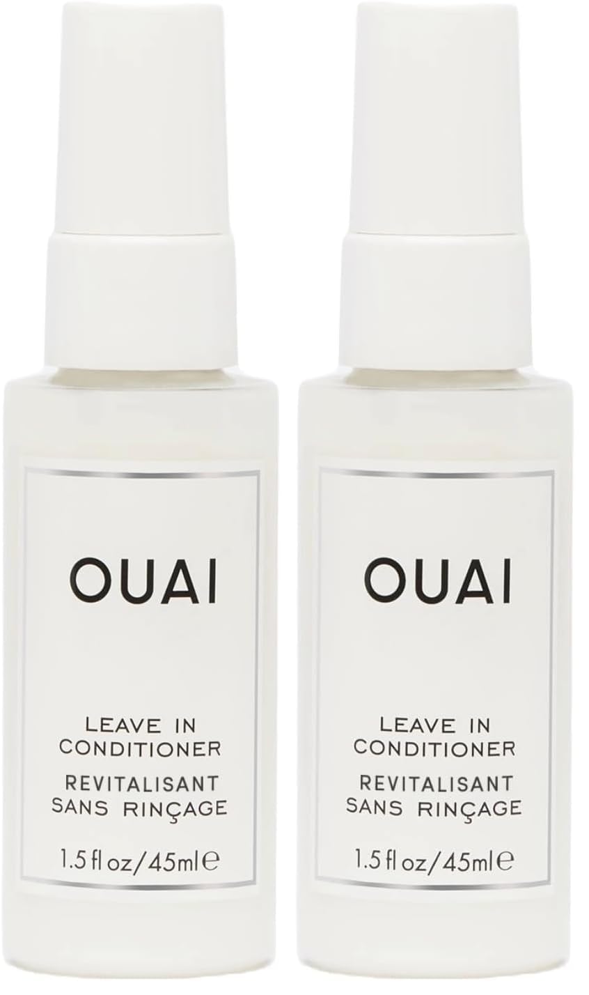 OUAI Leave In Conditioner & Heat Protectant for Hair - Prep Hair for Styling or Use as Detangling Spray to Fight Frizz & Flyaways - No Parabens, Sulfates or Phthalates (1.5 oz) (Pack of 2)