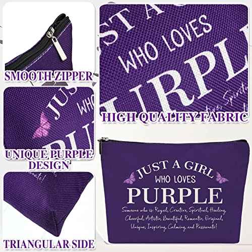 Hillban 6 Pcs Purple Makeup Bag Gifts Christmas Gifts Purple Inspirational Zipper Cosmetic Pouch Lover Gift Makeup Toiletry Bag for Women Travel Birthday