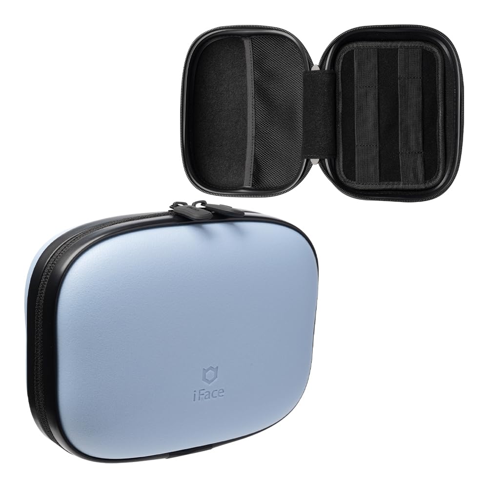 iFace First Class Series Kusumi Multi Pouch for Travel Makeup Cosmetic Bag Women Electronic Storage Organizer Accessories Toiletry Essential Light Weight with Wide Open Portable Large Capacity - Blue