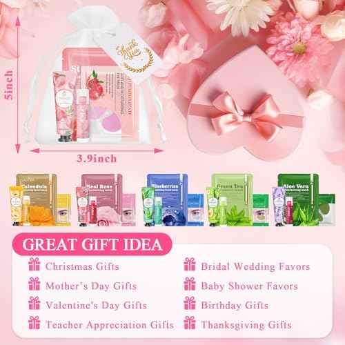 72 Pcs Bulk Gifts For Women, Bulk Facial Mask, Lip Balms, Hand Creams & Under Eye Patches, Spa Party Supplies,Party Favors For Bridal Wedding, Baby Shower,Sleepover Party, Christmas Stocking Stuffers