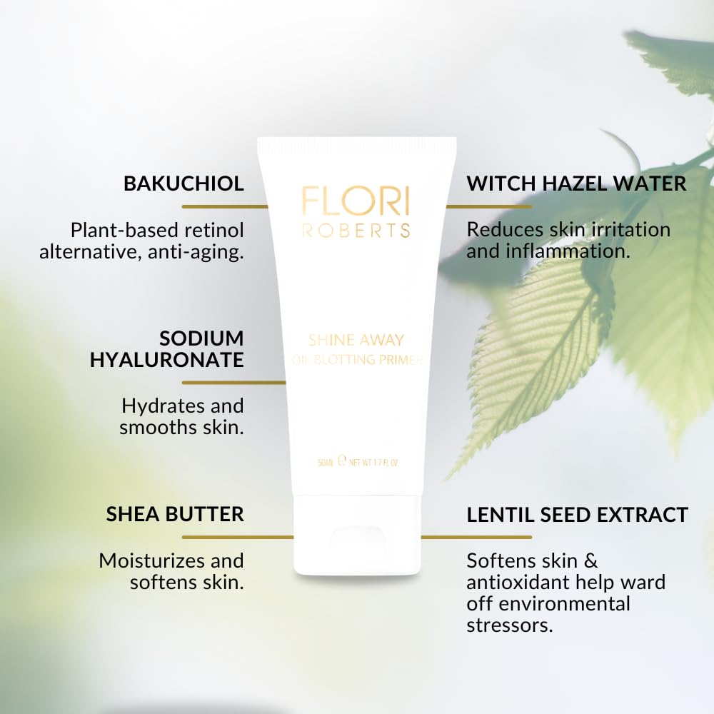 Shine Away Oil Blotting Primer by Flori Roberts, Long Lasting Oil and Shine Control, Flawless Complexion for Women of Color or Darker Skin Tones