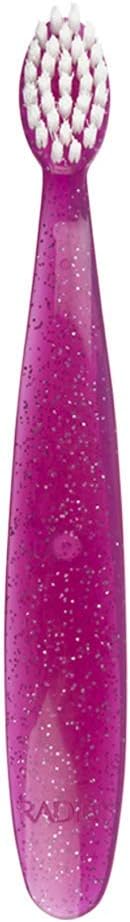 RADIUS Totz Toothbrush - Extra Soft BPA-Free Brush for Delicate Teeth & Gums | Pink Sparkle, Age 18 Months+