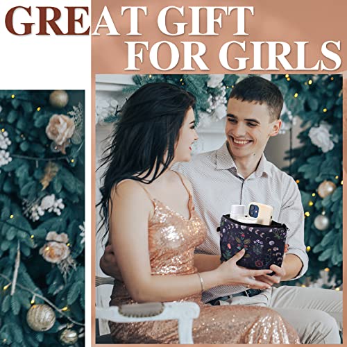 Xuniea 4 Pcs Small Witch Makeup Bag Gifts for Women, Friends, Mushroom Hostess Cosmetic Bag with Zipper Mother Day Birthday Gifts Moon Girls Pouch, Tarot Card Goth Black Toiletry Travel Holiday Purse