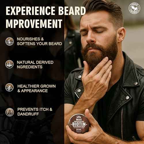 2 Pack Biotin Beard Balm Set for Men ? Natural & Sandalwood Butters ? Non-Itchy, Moisturize, Strengthen & Shape Beards ? Grooming Gift Set for Father's Day, Anniversaries, Christmas