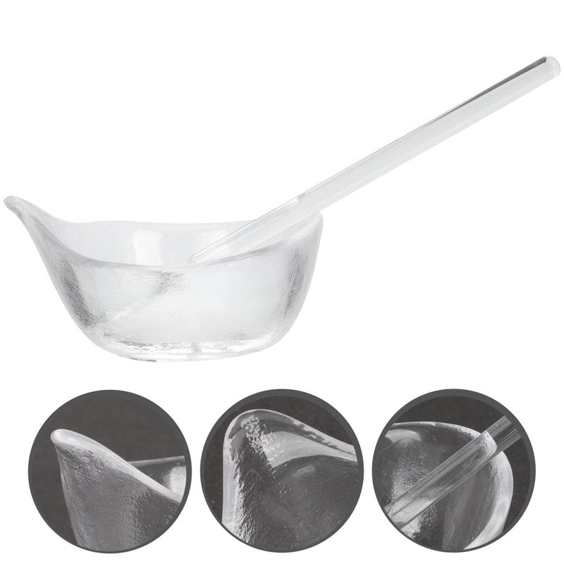 Zerodeko Glass Facial Mask Mixing Bowl Set with Spoon 3.14X2.36X1.57 Inch for Diy Skincare Essential Oil Mixing Home and Salon Beauty Tool