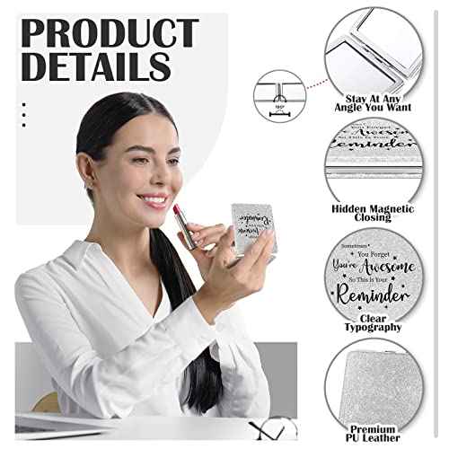 Qunclay 12 Pcs Employee Appreciation Gifts, Compact Mirror for Women Inspirational Makeup Mirror Favors for Thanksgiving Christmas Coworker Team