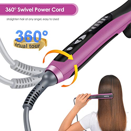 Professional Hair Straightening Brush - Fast Heating Ceramic Styler with 6 Adjustable Temp Settings, Anti-Scald & Auto-Off Safety - Sleek & Smooth Hair for Home, Travel, Salon