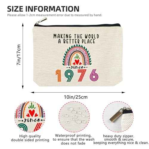 Happy 49th Birthday Gifts for Her Women Makeup Bag, Best 1976 Anniversary 49th Birthday Decorations, 49 Year old and Fabulous Gifts Ideas for Wife, Mom, Mothers Day, Christmas Cosmetic Travel Pouch