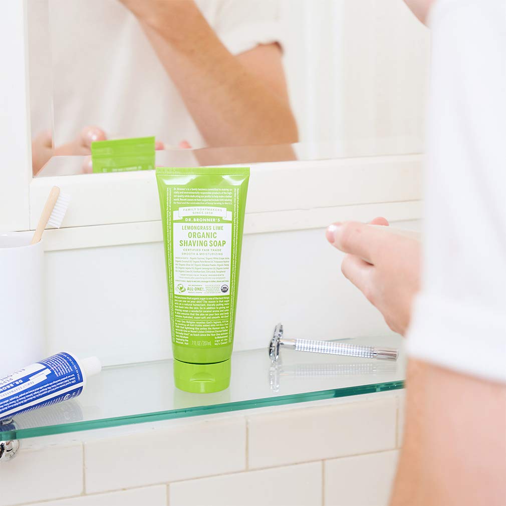 Dr. Bronner's Organic Shaving Soap– 3 Pack Variety, 7oz (Lavender, Tea Tree, Lemongrass)– Moisturizing Shave Soap for Men & Women– Certified Organic Sugar & Shikakai– For Face, Underarms & Legs