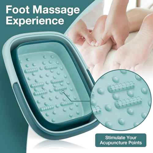 Udefineit Foot Bath Basin, Foldable & Portable Foot Soak Tub with Massage Acupoint for Foot Spa Bath, 15L/4 Gallon, Foot Massager Soaking Bath Basin Bucket for Pedicure Home Spa Treatment (Green)