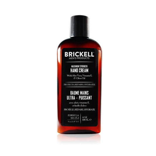 Brickell Men's Hand Cream - Maximum Strength, Fast-Absorbing Lotion with Vitamin E & Shea Butter | 4 Oz