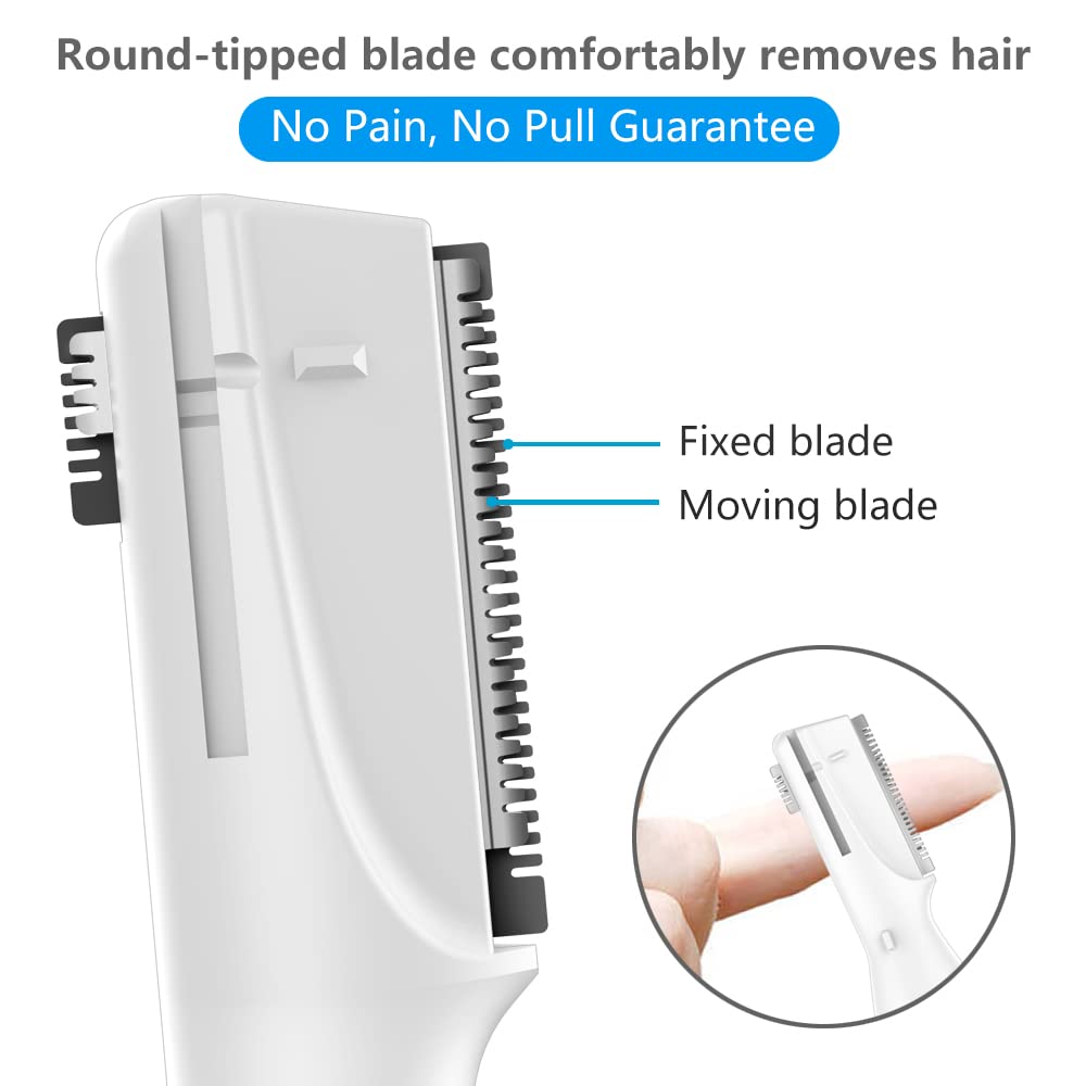 Funstant Eyebrow Trimmer, Precision Electric Eyebrow Razor for Women Battery-Operated Facial Hair Remover with Comb No Pulling Sensation Painless for Face Chin Neck, Upper-Lip, Peach-Fuzz