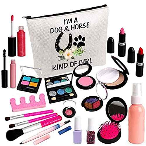 BDPWSS Dog & Horse Lover Gifts: Makeup Bags for Women & Girls - Paw Print Horseshoe Gift for Dog Mom & Cowgirl Equestrian
