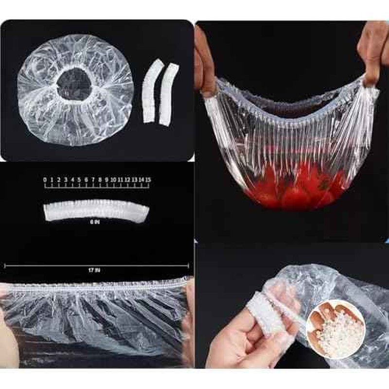 100 PCS Disposable Shower Caps Plastic Clear Hair Cap Elastic Waterproof Hair Bath Caps Thick Shower Cap for Women Hotel Hair Salon Travel Spa Home Use Beauty Salon Accessories Cleaning Supplies 20.5"