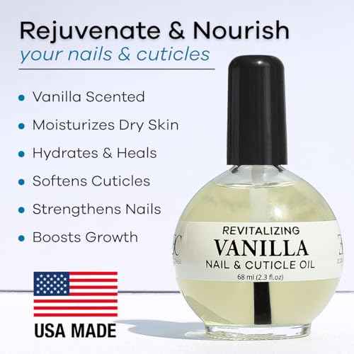 Ellie Chase Moisturizing Cuticle & Nail Care Oil 2.3 Fl Oz - Vanilla Scented ? Infused with Jojoba Oil, Aloe, Vitamin E ? Nail & Cuticle Hydration, Repair, Moisturizer, Strengthener, Growth