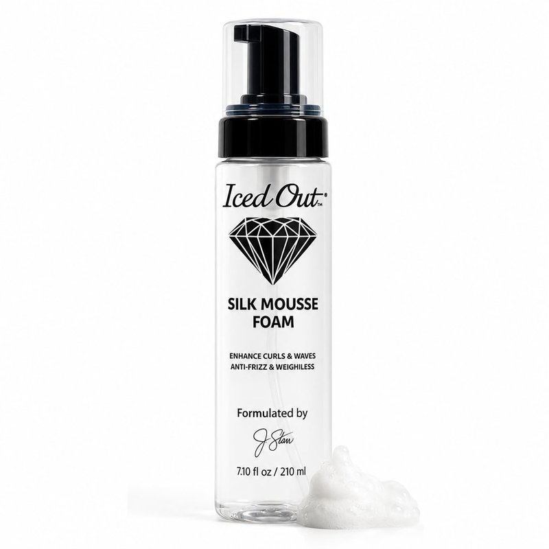 Iced Out Silk Mousse Foam | Volumizing & Curl Enhancing Hair Mousse for Men & Women – Frizz Control, Adds Shine, Long-Lasting Shape & Hold | 7.10 fl oz
