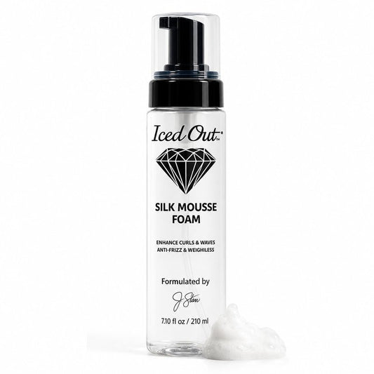 Iced Out Silk Mousse Foam | Volumizing & Curl Enhancing Hair Mousse for Men & Women – Frizz Control, Adds Shine, Long-Lasting Shape & Hold | 7.10 fl oz