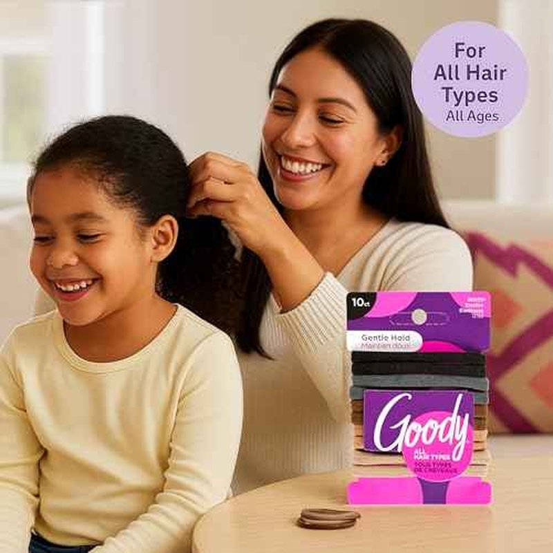 Goody Ultimate Daily Elastics Kit 48-Count | Ouchless No-Damage Hair Ties for Women & Men | 30 Black Elastics + 10 Neutral Seamless + 8 Black Seamless Ponytail Holders for All Hair Types