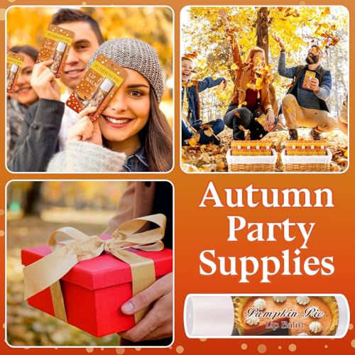 25 Pcs Halloween Fall Pumpkin Pie Flavor Lip Balms Bulk Fall Autumn Halloween Thanksgiving Pumpkin Party Favors Christmas Thank You Appreciation Gifts Stocking Stuffers for Women Employee